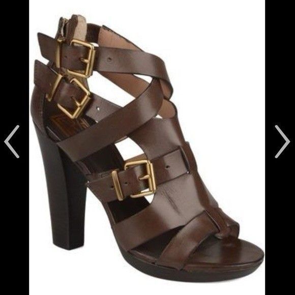 POUR LA VICTOIRE Women’s Strappy Sandal Heels 6.5M Brown Leather Made in Brazil - Picture 11 of 11